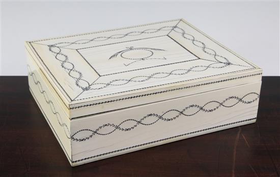 A 19th century Indian Vizagapatam ivory work box, 11.25in.